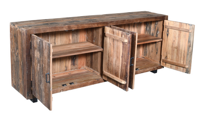 Wooden & Iron Sideboard w 4 Doors