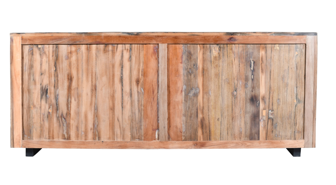 Wooden & Iron Sideboard w 4 Doors