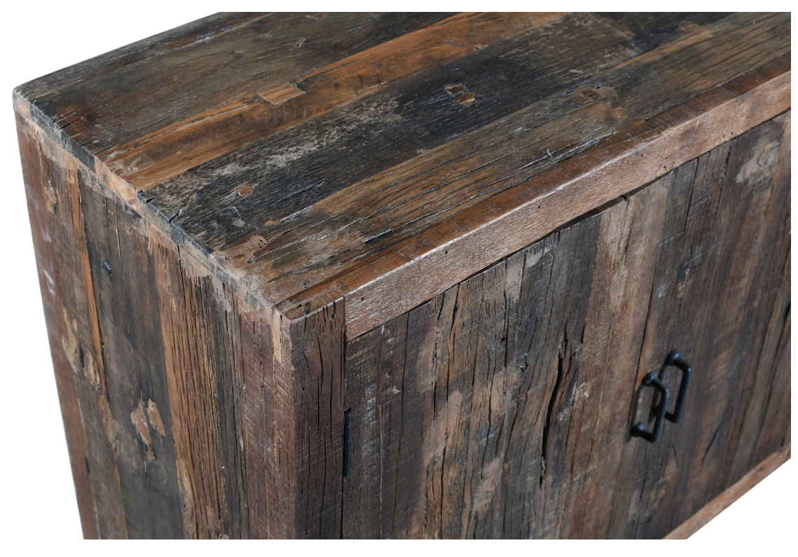 Wooden & Iron Sideboard w 4 Doors