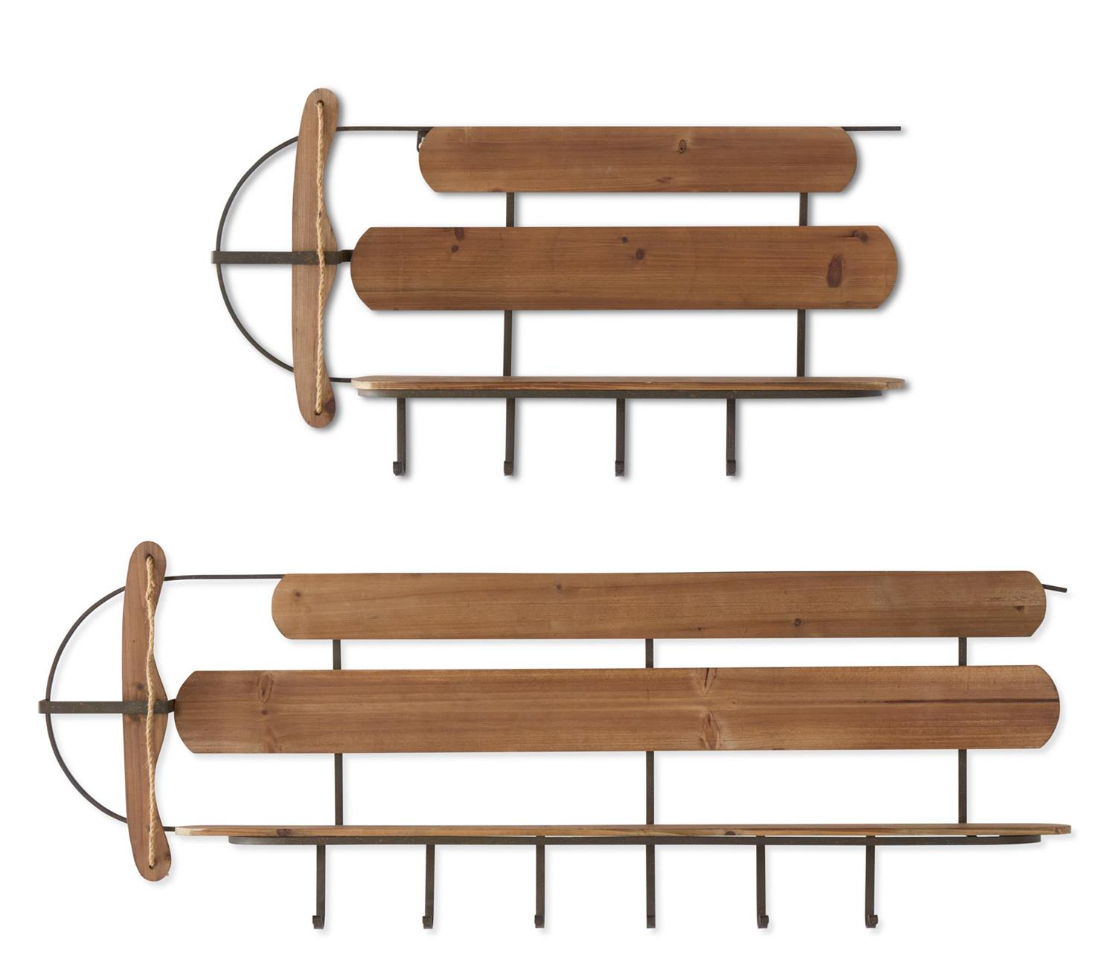 Set of 2 Wood & Metal Frame Sled Shelves