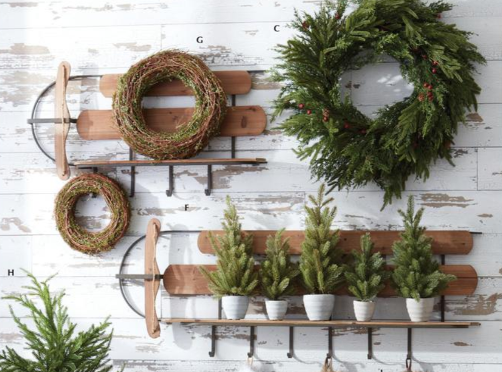 Set of 2 Wood & Metal Frame Sled Shelves