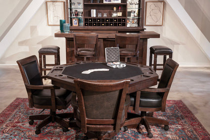 5 Piece Reversible Game And Dining Poker Table Set - Tobacco Leaf