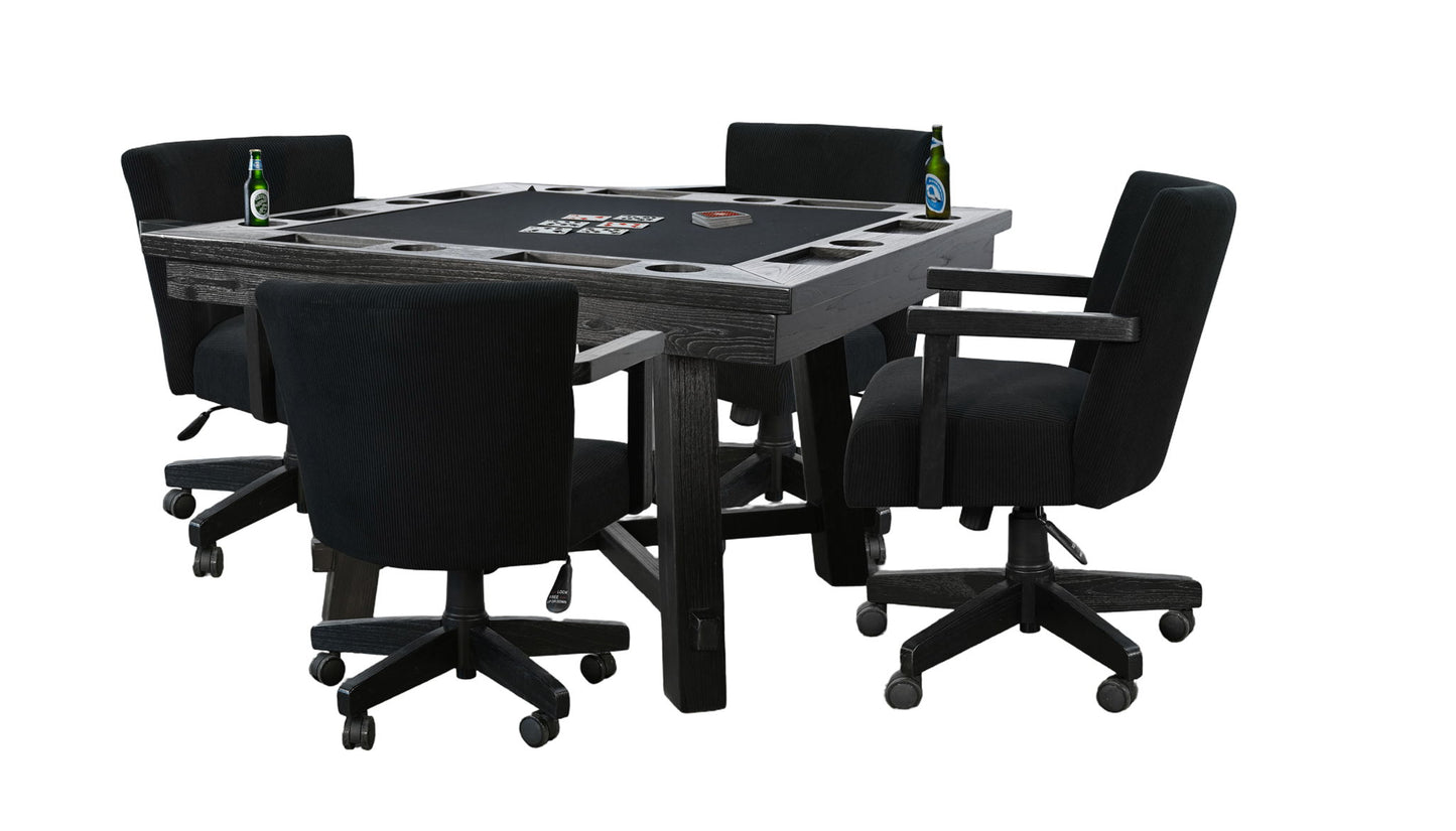 Reno - 5 Piece Square Poker Dining Set (Table, 4 Game Chairs) - Black Umbra