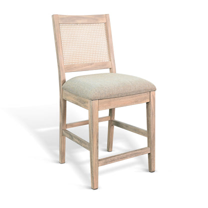 Cane Back Cushion Seat Counter Stool (Set of 2) - Wheat