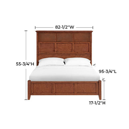 McKenzie - Queen Classic Bookcase Storage Bed - Glazed Antique Cherry