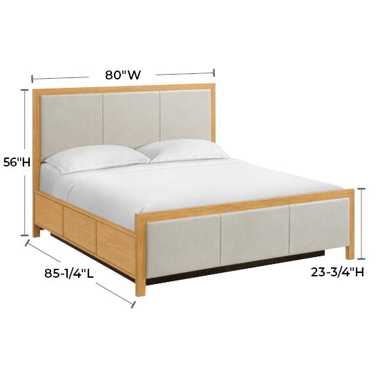 Bailey - King Upholstered Panel Storage Bed - Natural / Taupe