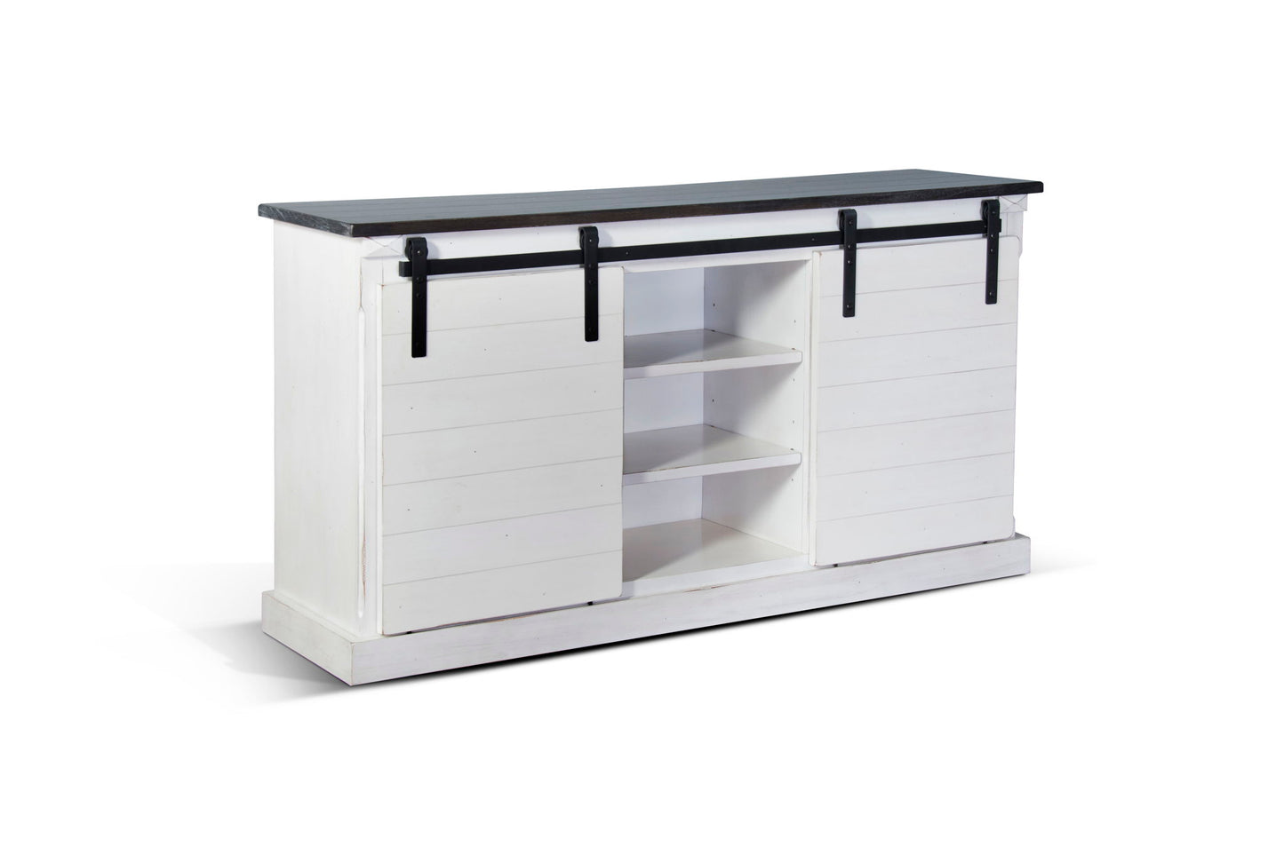 Carriage House - TV Console With Barn Door - White / Dark Brown