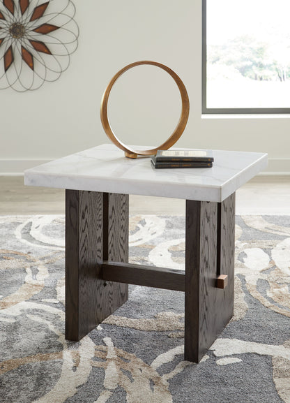 Burkhaus - Rectangular End Table - White / Dark Brown