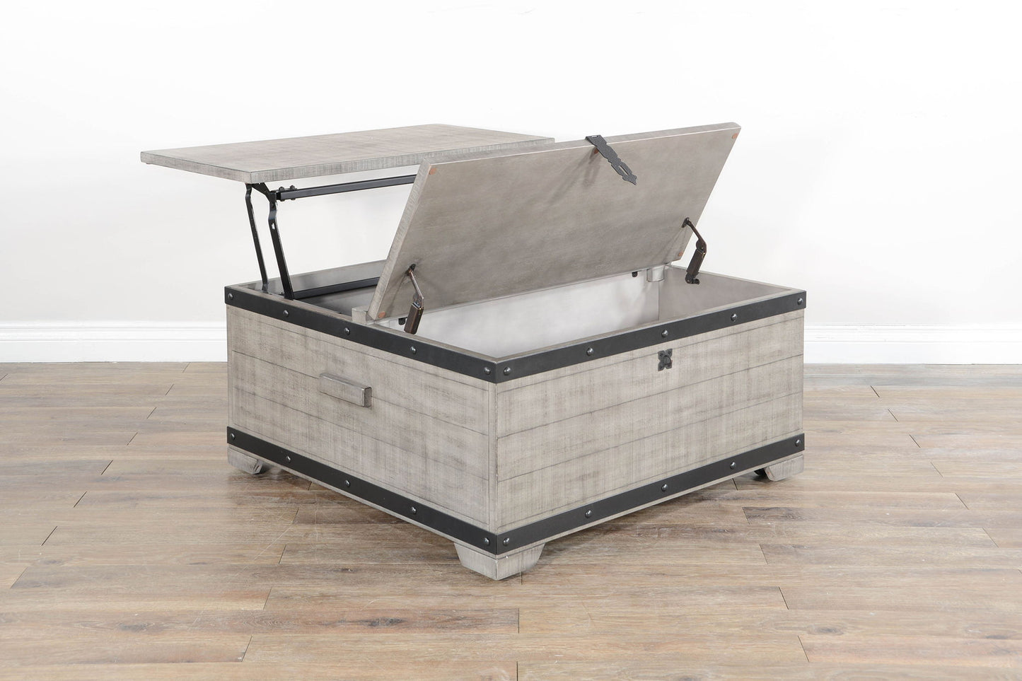 Alpine - Mahogany Wood Coffee Table With Lift Top And Casters - Gray