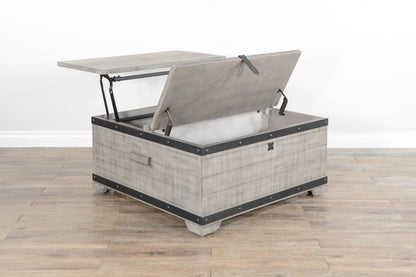 Alpine - Mahogany Wood Coffee Table With Lift Top And Casters - Gray