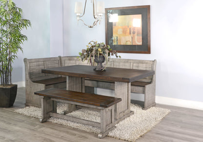 Homestead Hills - Wood Breakfast Nook Dining Set - Tobacco Leaf / Alpine Gray
