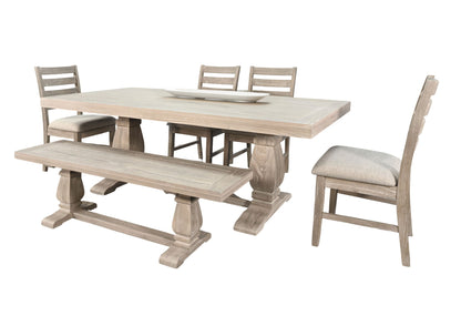 Gianna - Rectangular 6 Piece Chairs / Benche Dining Set - Wheat