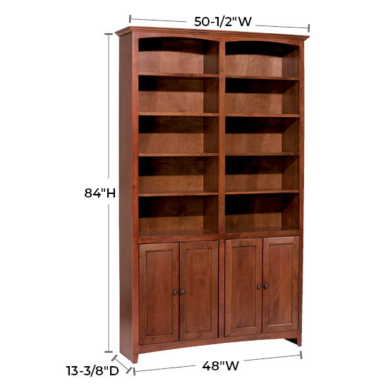 McKenzie - 84'' H X 48'' W Alder Bookcase With Doors - Glazed Antique Cherry