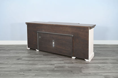 78" Media Console With Electric Fireplace - Buckskin / Marble White