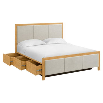 Bailey - King Upholstered Panel Storage Bed - Natural / Taupe