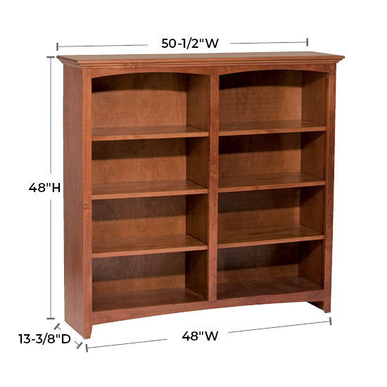 McKenzie - 48'' H X 48'' W Alder Bookcase - Glazed Antique Cherry