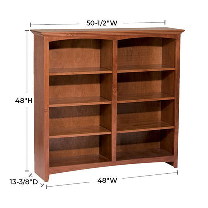 McKenzie - 48'' H X 48'' W Alder Bookcase - Glazed Antique Cherry