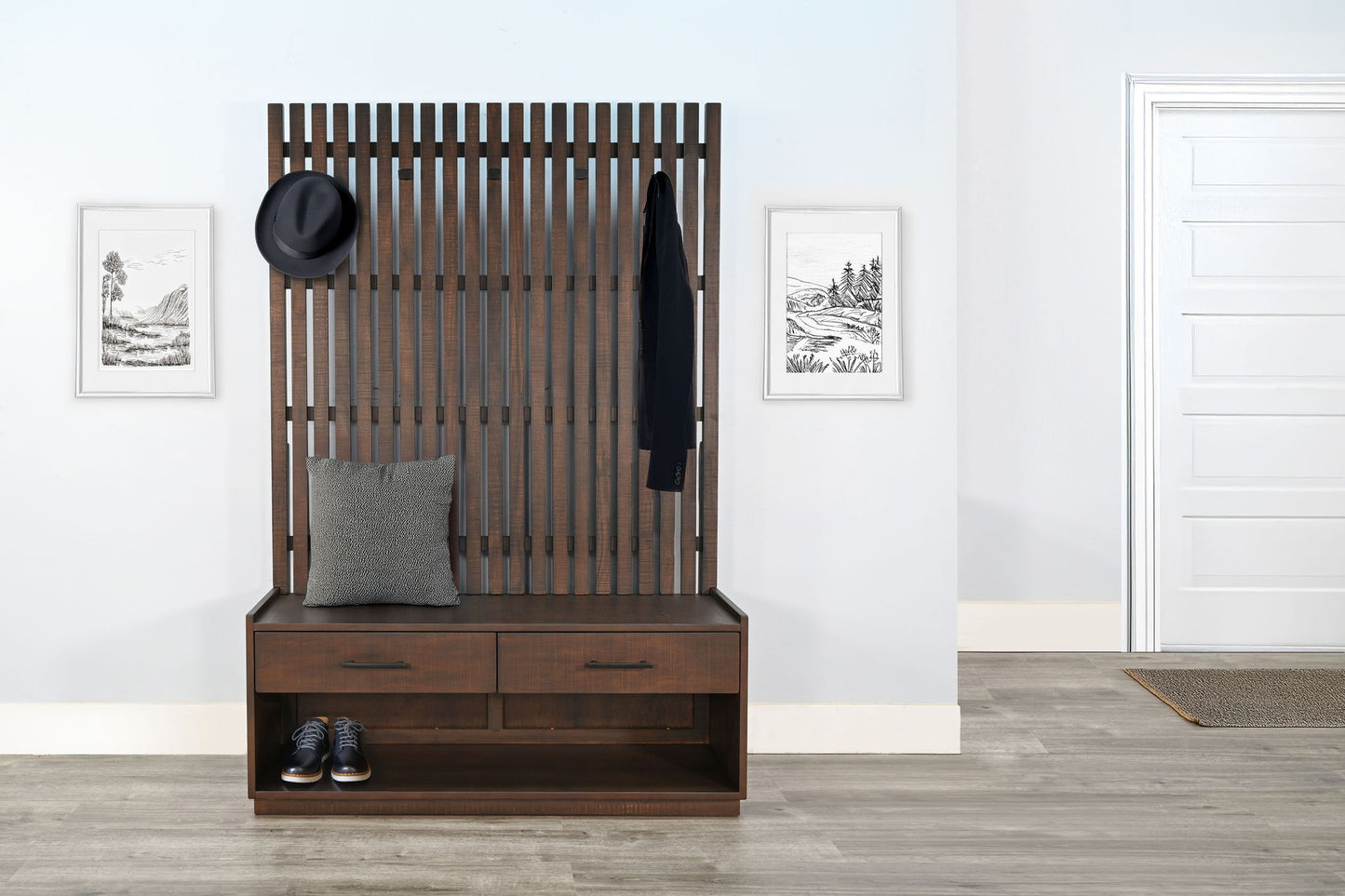 Eliza - Hall Tree With Bench - Tobacco Leaf