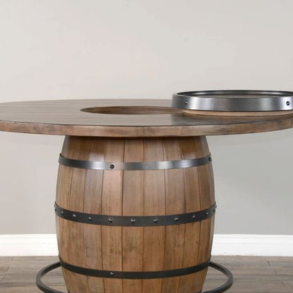 Doe Valley - Round Pub Table With Wine Barrel Base - Buckskin