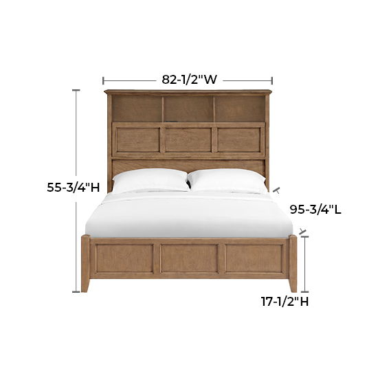 McKenzie - Queen Classic Bookcase Storage Bed - Pecan