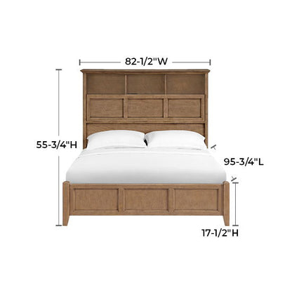 McKenzie - Queen Classic Bookcase Storage Bed - Pecan