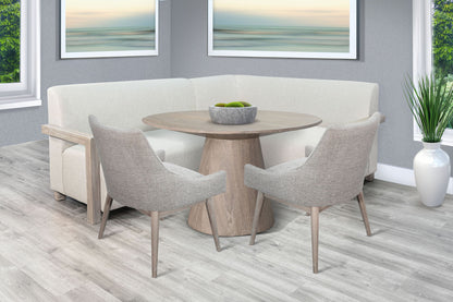4-Piece Upholstered Dining Set (Bench, Table, 2 Lowback Chairs) - Wheat