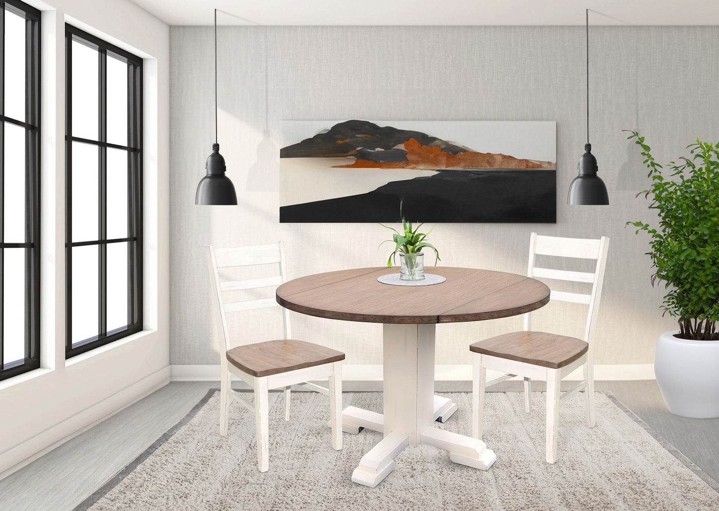 Drop Leaf Round 3 Piece Dining Set