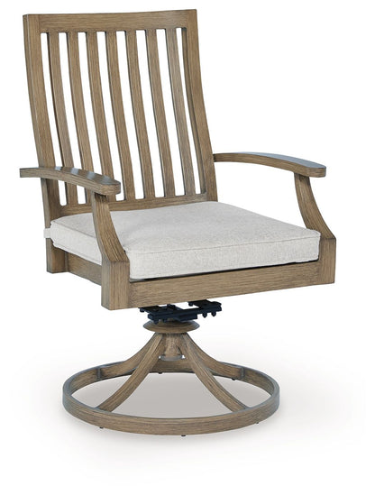 Rainier Ranch - Swivel Chair With Cushion (Set of 2) - Brown / Beige