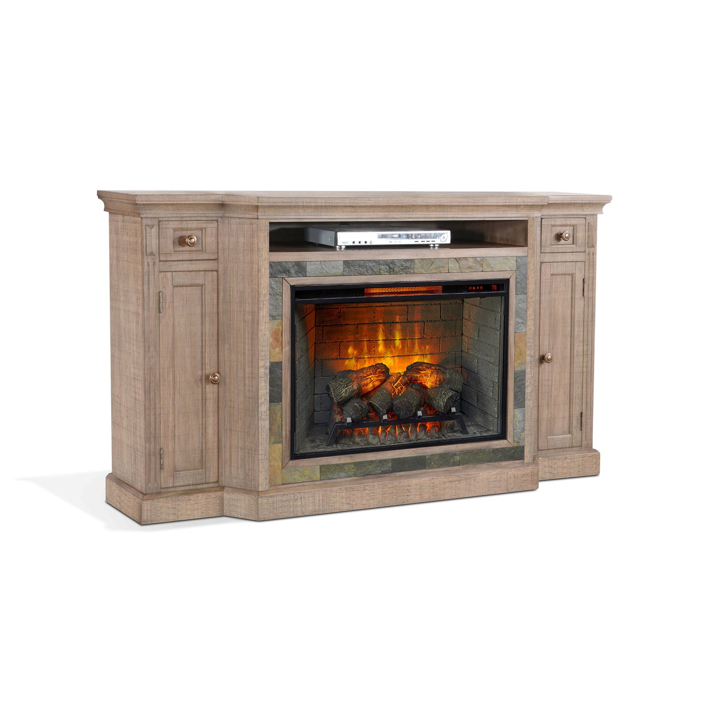 72" Media Console With Electric Fireplace - Desert Rock