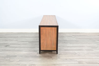 Industrial TV Stand With Open Shelving And Metal Accents - Antique Brown