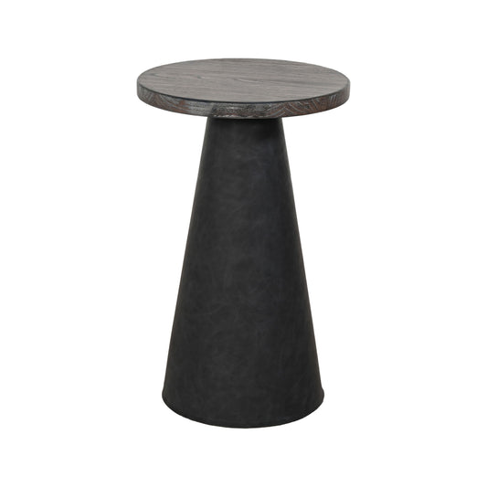 Malibu - Cone-Base Accent Table With Round Wood Top - Weathered Rum