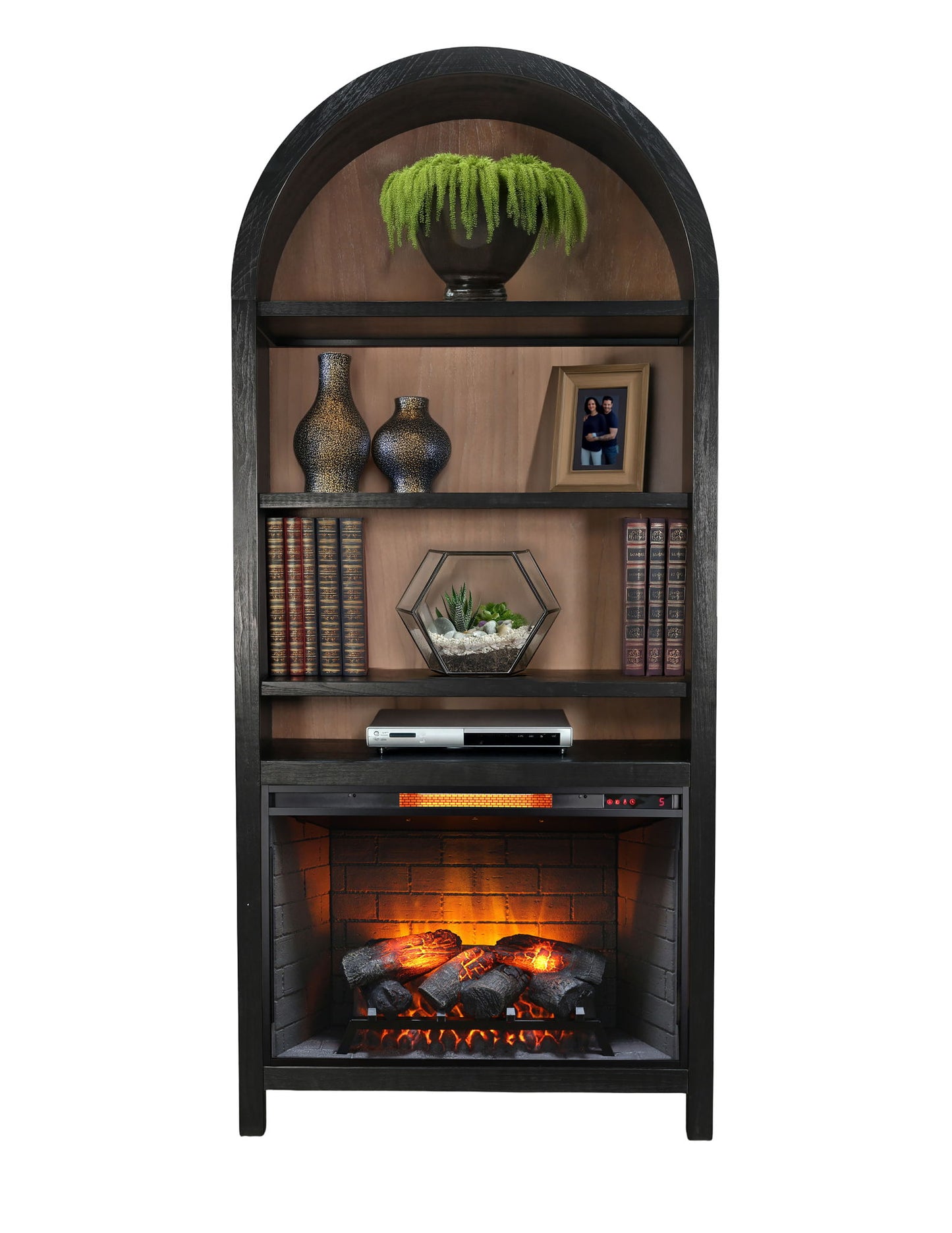 Chill Arch Bookcase With 33" Fireplace Option - Black