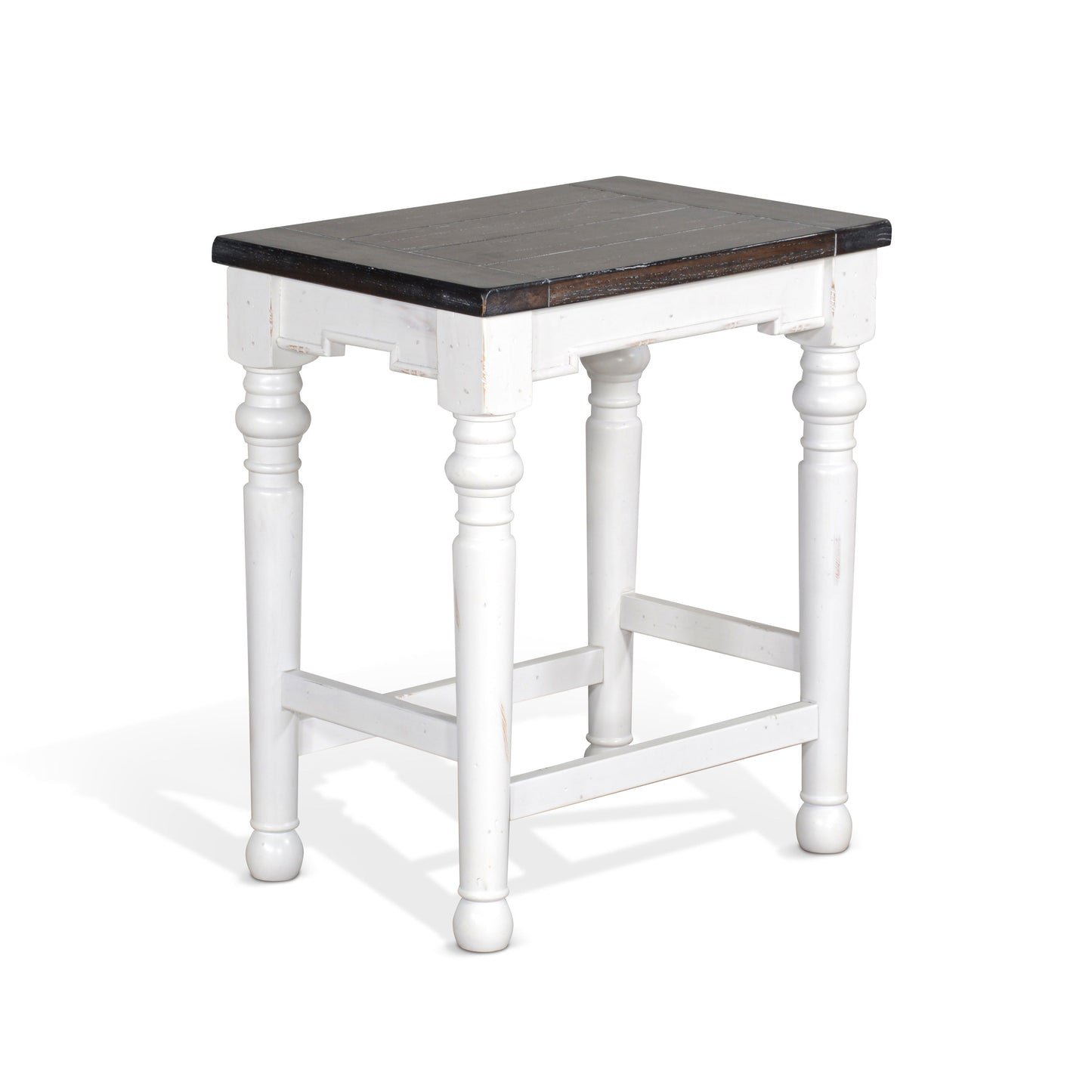 Carriage House - Stool Wih Wood Seat - Cottage White / Europen Dark