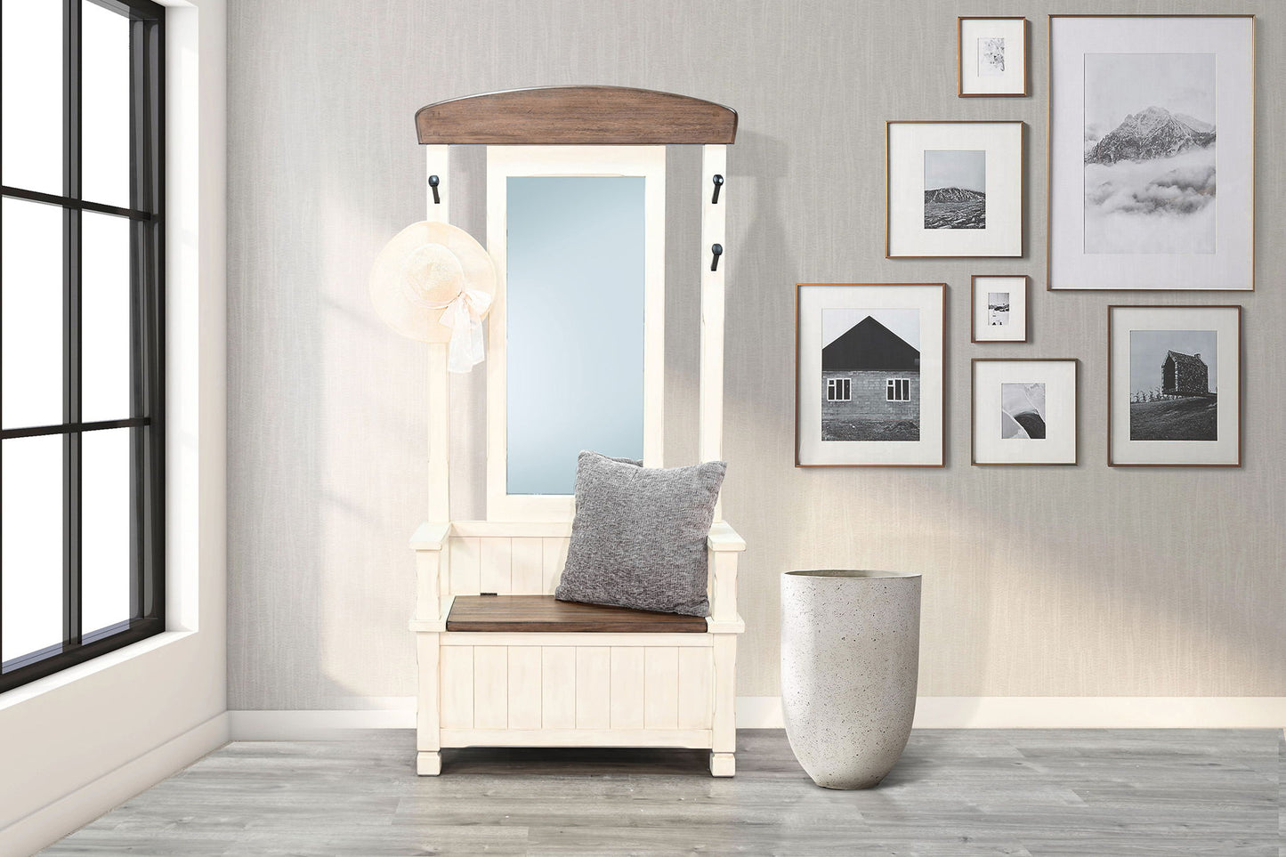 2537Mb - Hall Tree - Buckskin / Marble White