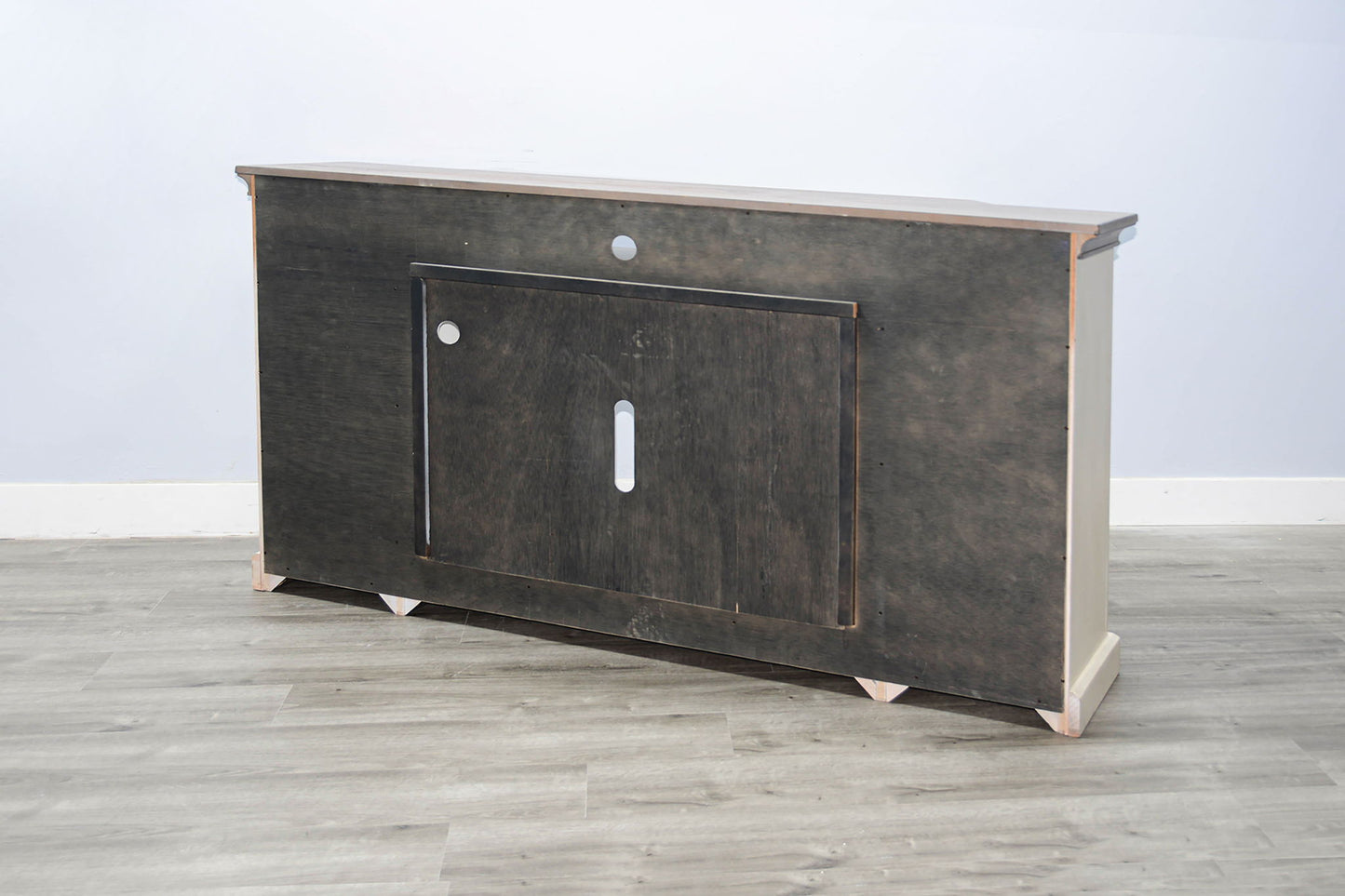 Media Console With Electric Fireplace - Buckskin / White