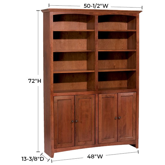 McKenzie - 72'' H X 48'' W Alder Bookcase With Doors - Glazed Antique Cherry
