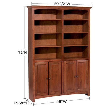 McKenzie - 72'' H X 48'' W Alder Bookcase With Doors - Glazed Antique Cherry