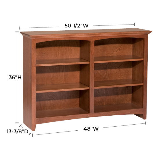 McKenzie - 36'' H X 48'' W Alder Bookcase - Glazed Antique Cherry