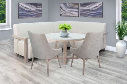 4-Piece Upholstered Dining Set (Bench, Table, 2 Highback Chairs) - Wheat