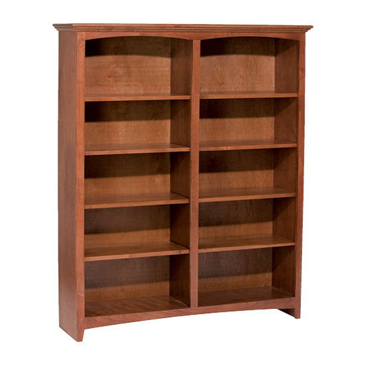 McKenzie - 60'' H X 48'' W Alder Bookcase - Glazed Antique Cherry