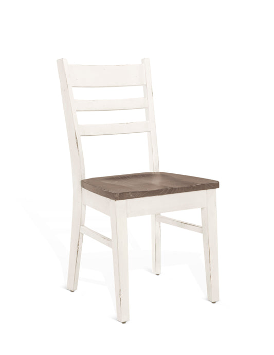Pasadena - Ladderback Chair, Wood Seat (Set of 2) - Buckskin / Marble White