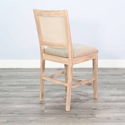 Cane Back Cushion Seat Counter Stool (Set of 2) - Wheat