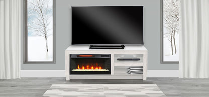 56" Media Console With Faux Crystals Electric Fireplace