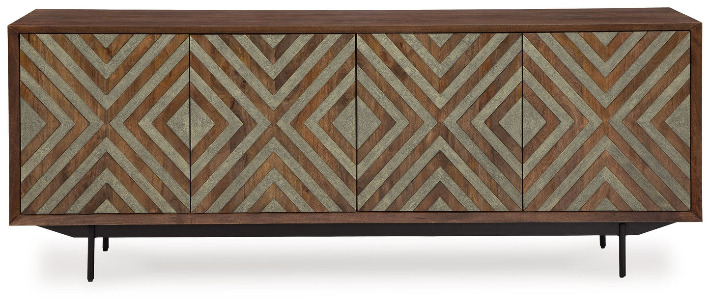 Dreggan - Accent Cabinet - Brown / Gold Finish