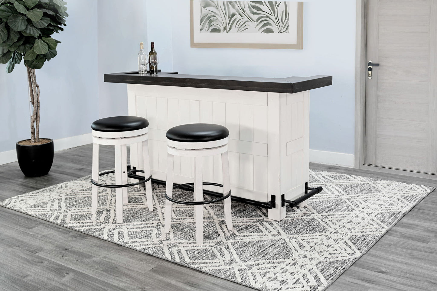 Carriage House - Farmhouse Wood Home Bar - Cottage White / Europen Dark