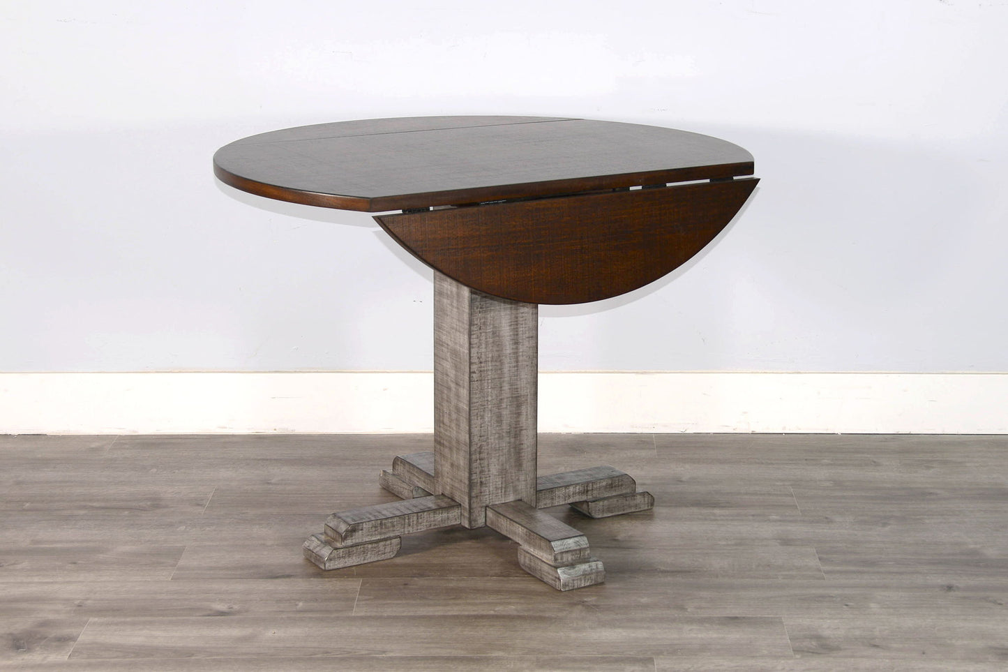 Drop Leaf Round 3 Piece Cusioned Dining Set - Tobacco Leaf / Alpine Gray