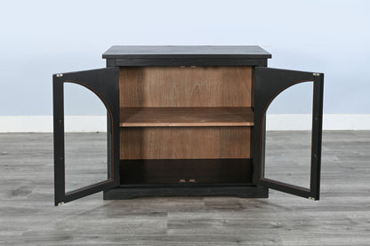 Elena - Modern Wood Display Cabinet With Arched Glass Doors
