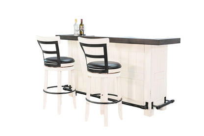 78" Farmhouse Wood Home 3 Piece Bar Set - Cottage White / Europen Dark