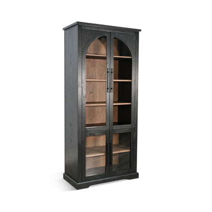 Elena - Tall Wood Cabinet With Arched Glass Doors