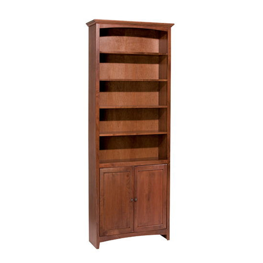 McKenzie - 84'' H X 30'' W Alder Bookcase With Doors - Glazed Antique Cherry